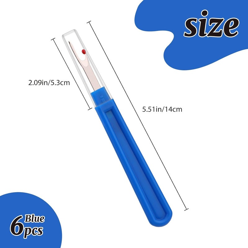 ZMAAGG 6 PCS Seam Ripper Set, Ergonomic Grip Seam Ripper, Blue Seam Ripper for Sewing Crafting and Removing Embroidery Hems and Seams (Blue) - Image 2